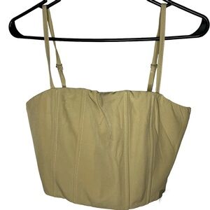New! White Fox All The Memories Crop Strap Boned Taupe Women’s Top Sz M